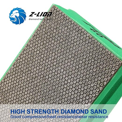 Z-lion Electroplated Diamond Polishing Hand Pads Arc Shape Back Grits 60 for Glass Stone Concrete Granite Marble-Set of 4 Pcs