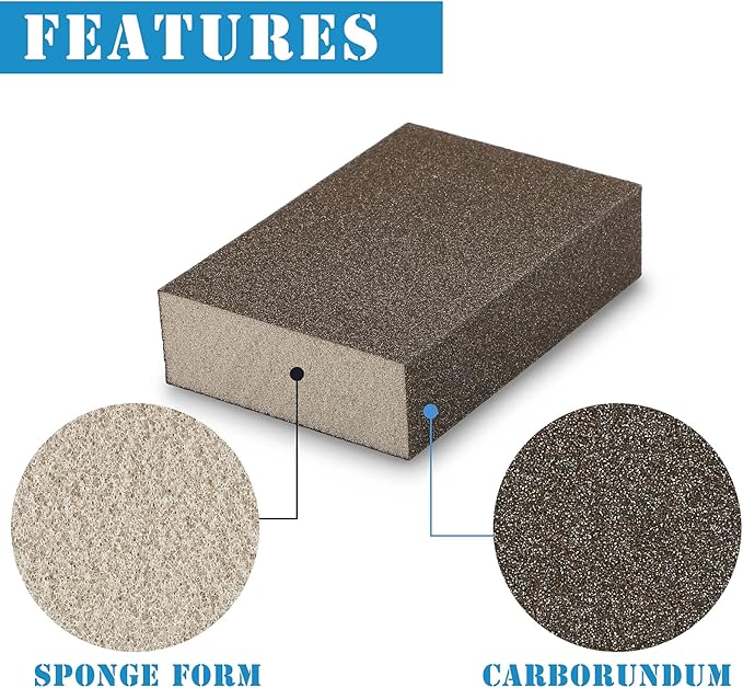 16Pcs 120 Grit Sanding Blocks, Jamiikury Fine Sanding Sponge Washable and Reusable, Wet Dry Sandpaper Sponge for Wood Metal FurniturePaint and Drywall