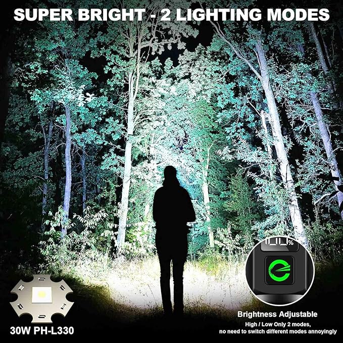 Esgreen Rechargeable Flashlights High Lumens 10000 Single 2 Modes, Super Bright LED Flashlight USB C Long Distance 3280ft, Powerful Long Lasting 10H Heavy Duty Strong Flash Light for Camping Hiking