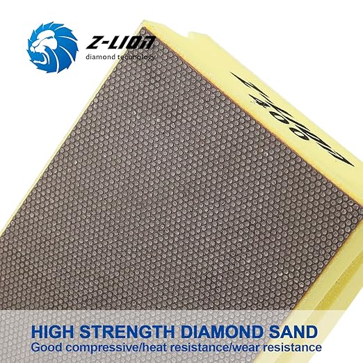 Z-lion Electroplated Diamond Polishing Hand Pads Arc Shape Back Grits 400 for Glass Stone Granite Marble Concrete-Set of 4 Pcs