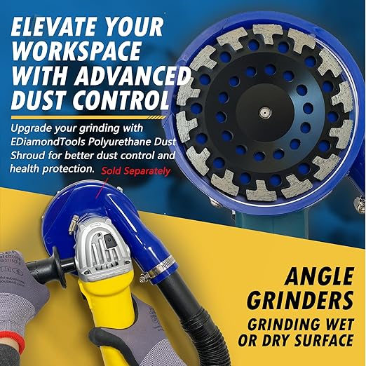 7" High Performance Diamond Grinding Wheels for Concrete, Paint, Epoxy, Mastic, Coating Removal, #30/40 Grit, T-Segments, 5/8"-11 Arbor