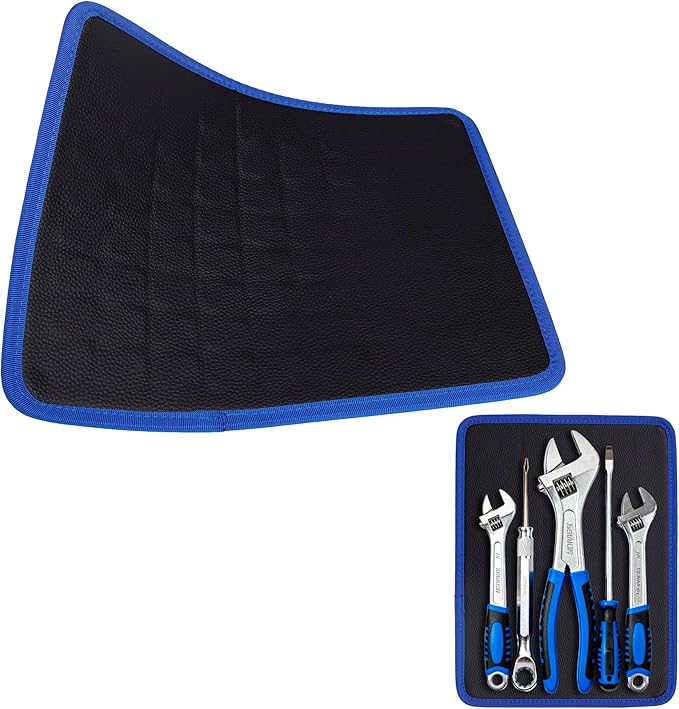 Magnetic Tool Mat, Magnetic Mat with PVC Layer, 14.71" x 9.44" Heavy Duty Magnetic Tool Holder, Non-Slip Parts Organizer for Garage Workshop Auto Repair