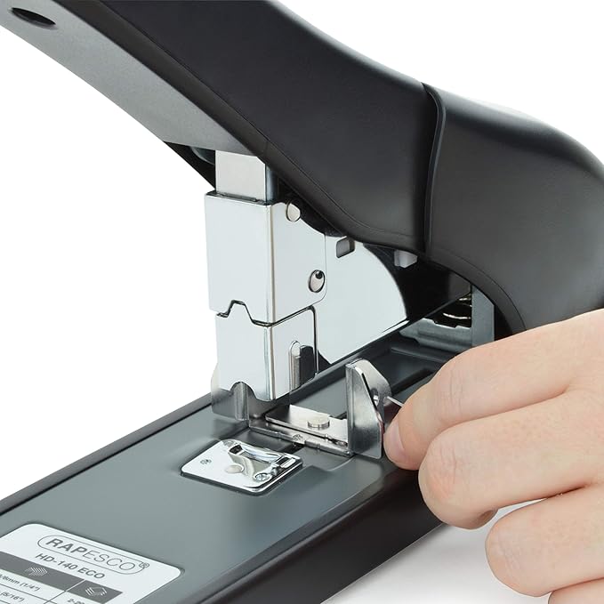 Rapesco 1550 ECO Heavy-Duty Stapler with 1000 Staples Type 923/12mm (1/2"), 140 Sheet Capacity, Front Loading, HD-140, Uses Type 923 Heavy-Duty Staples from 1/4" to 5/8", Black