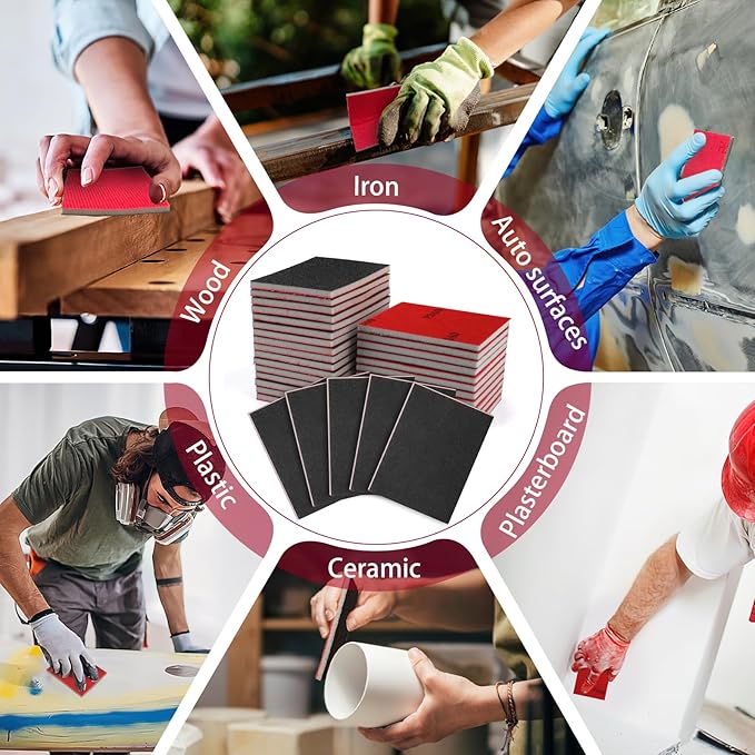 27 Pcs Sanding Sponge Pads 240 Grit, Wet Dry Washable Foam Sanding Block, Abrasive Sand Paper, Reusable Sanding Paper for Hand Sanders, Wood, Metal, Auto, Drywall, Furniture Polishing