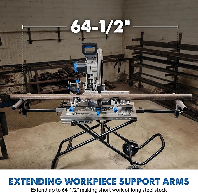 Evolution MCSSTAND | Mitering Chop Saw Stand with Powerlift Assist | Heavy-Duty Steel Frame | All-Terrain Wheels | Compatible with Evolution S14MCS, S355MCS, S355CPSL, S14CPS, S15CPS | Gas-Strut Lift