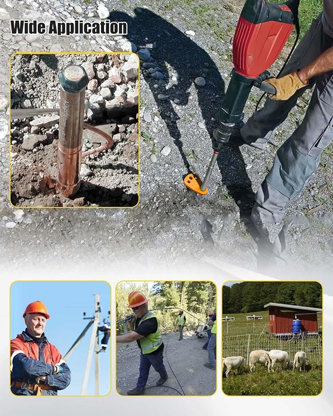 Universal Ground Rod Driver Fit for 5/8 1/2 and 3/4 Inch Ground Rods, Ground Rod Installation Tools Designed to Withstand All Kinds of Soil, Made of Heavy Duty Steel