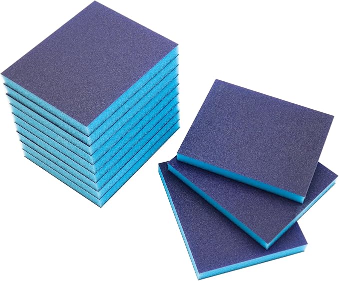 12 Pack 120 Grit Sanding Sponge, Wet Dry Sanding Block Sandpaper Sponge, Washable & Reusable Sanding Pads Soft Foam Sand Block for Metal Wood Drywall Furniture Polishing