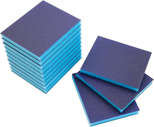 12 Pack 120 Grit Sanding Sponge, Wet Dry Sanding Block Sandpaper Sponge, Washable & Reusable Sanding Pads Soft Foam Sand Block for Metal Wood Drywall Furniture Polishing