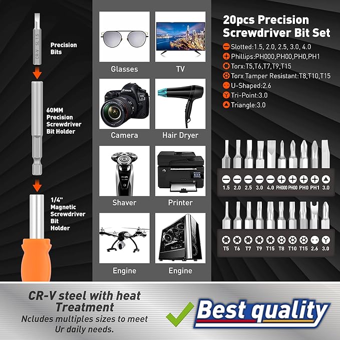 Amartisan 258-Piece Ultimate Screwdriver Bit Set, Chrome Vanadium Steel Driver Bit Set, Security bit set, Includes Bits Holder, Nut Driver, etc (Orange)