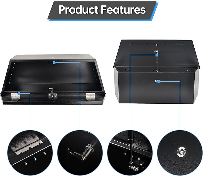 35’’ Trailer Tongue Tool Box, Steel Tool Storage Box for Trailer Tongue, Suitable for Truck, Trailer, Rv（35"*12"*11.8"-Black）