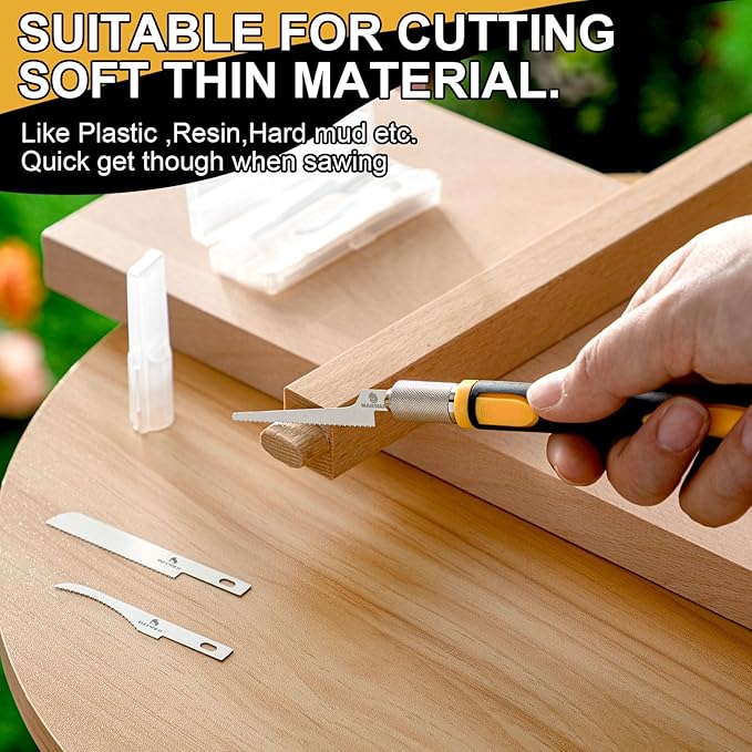 Honoson Mini Hand Saw Model Tools Small Hobby Saw Blades Kit with 9 Tiny Razor Hacksaw Blades for Miniatures, Modeling, DIY Crafts, Plastic Models, Wood(Style 2,Yellow)