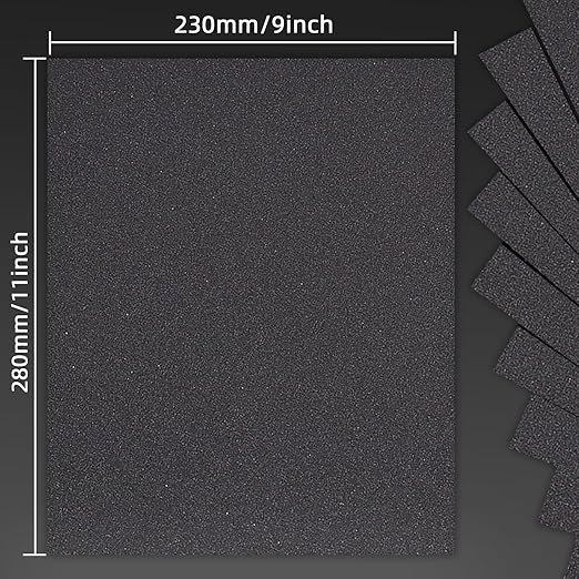 320 Grit Sand Paper, 9 x 11 Inch, 10 Pcs Wet Dry Sandpaper Sheets, Silicon Carbide for Wood, Metal, Automotive Sanding and Polishing, Waterproof and Durable