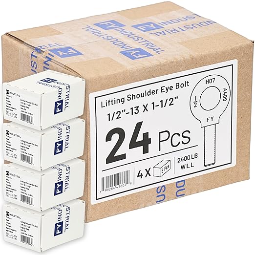 Case of 24 Pcs Lifting Shoulder Eye Bolts 1/2"-13 X 1-1/2"