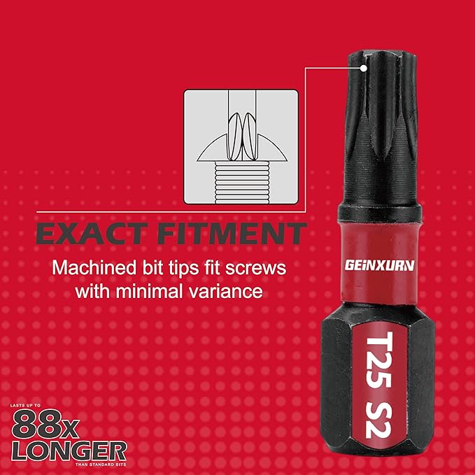 30Pieces T25 1 In. Insert Driver Bits,Impact Tough Magnetic #25 Torx Head Power Bits, S2 Alloy Steel T25 Screwdriver Bits Set