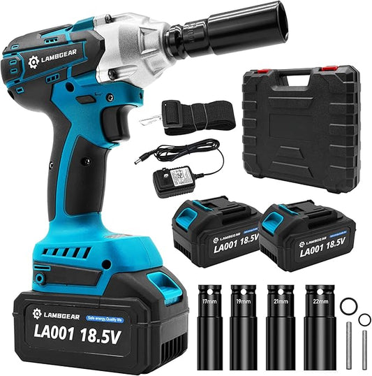 Cordless Impact Wrench,369 ft-lbs Brushless 1/2 inch Torque Impact Gun Speed High Torque Power Tool with 2x 4.0Ah Battery Charger 4 Sockets Electric Impact Wrench for Tire Removal Rusted Bolt