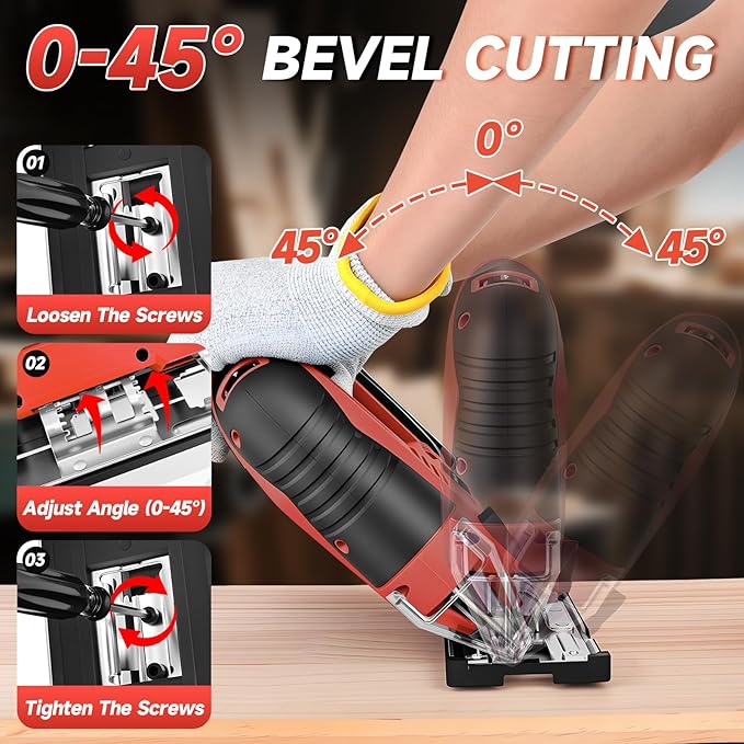 Jigsaw Compatible with Milwaukee 18V Battery (No Battery), Cordless Jig Saw Brushless Jigsaw Tool with LED Light, 0°- 45° Bevel Cuts, 3 Orbital Settings for Straight/Curve/Circle Cutting