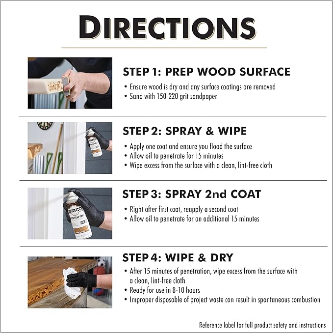 Watco Danish Oil Wood Finish Spray, 11.25 oz, Dark Walnut