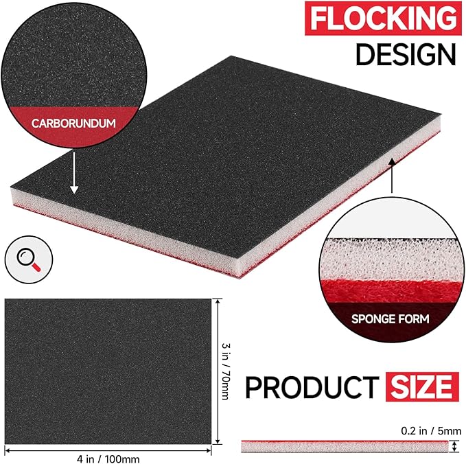 20 Pcs 3 x 4 Inch 320 Grit Sanding Sponge Set, Ultra Fine Sanding Sponges Pads, Soft Foam Hand Sander Block Wet Dry Sandpaper for Model Drywall Metal Wood Furniture Polishing