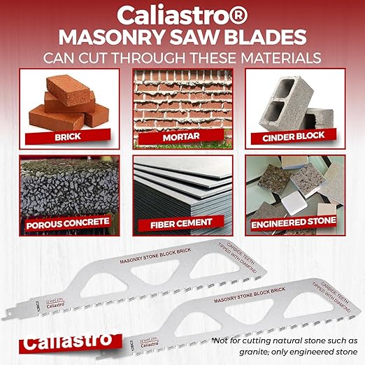 12-Inch Brick, Masonry, Porous Concrete, Engineered Stone Cutting Reciprocating Saw Blade - 2 Pack