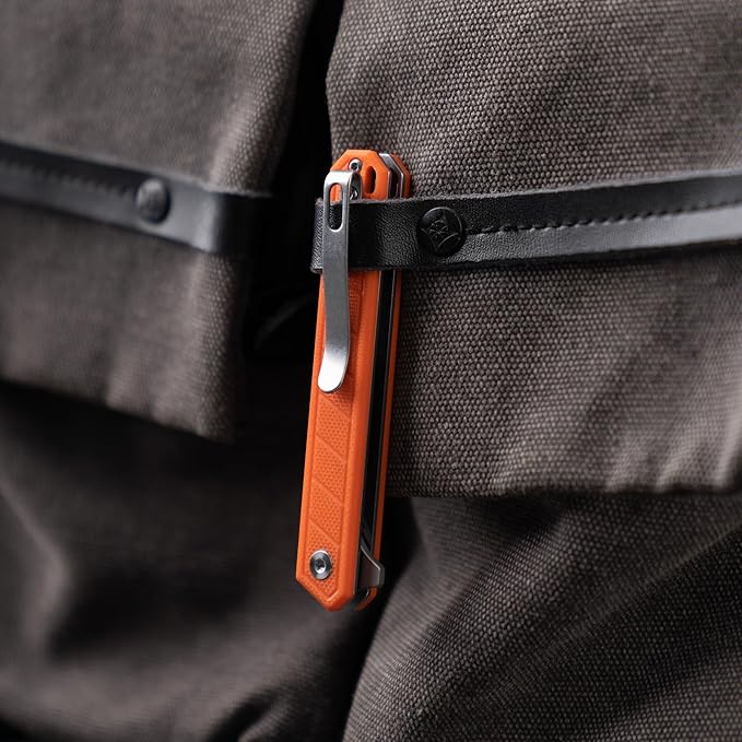 G046 Mecha Mini Slim Folding Scalpel with 5pcs #24 and 5pcs #60 G10 Handle with Liner Lock, Utility EDC Pocket Knife with Back Clip（Orange）