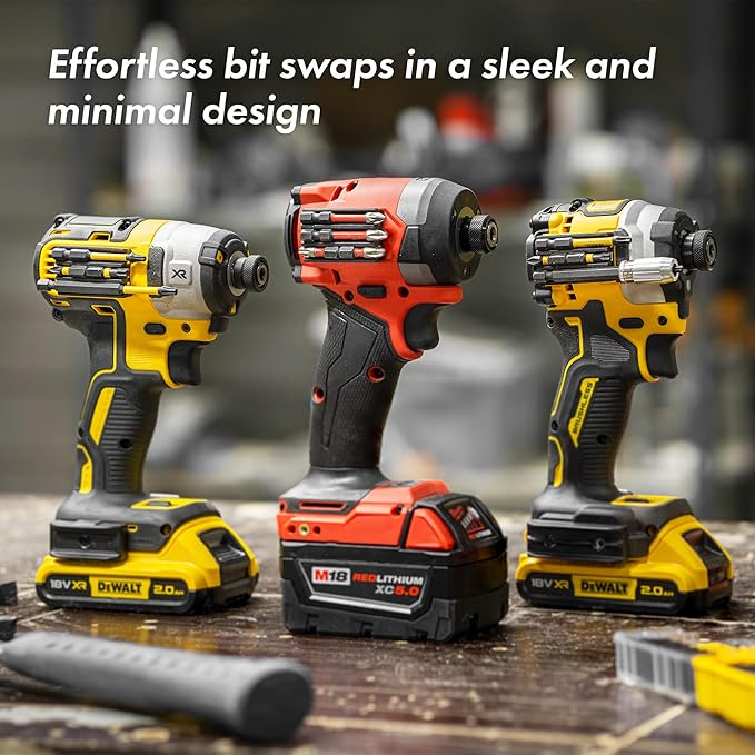 Magnetic Bit Holder for Impact Drivers and Drills - Super Strong Adhesive - Drill Accessory That Fits Most drills: Dewalt, Makita, Klein, Bosch and Milwaukee Bit Holder