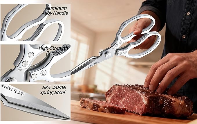 Kitchen Scissors, Multi-All Purpose Japan Kitchen Shears, Heavy Duty Dishwasher Safe Food Scissors for Chicken, Poultry, Fish, Meat & Herbs Christmas Gifts for Men Women Mom Dad