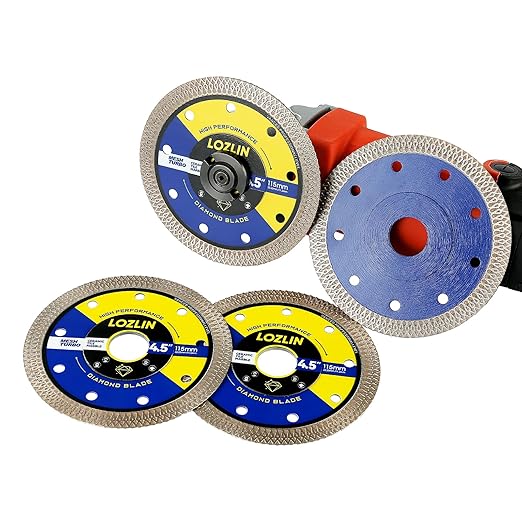 3-Pack 4.5" Diamond Multi-Purpose Saw Blades - Heavy Duty Angle Grinder Discs for Cutting Marble/Quartz/Stone/Tile/Metal/Plastic (Black Rippled, 3)