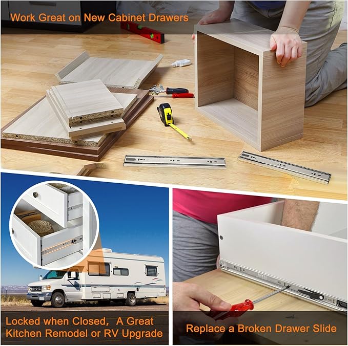 5 Pairs | Soft Close Drawer Slides 14 inch, HBL??Heavy Duty Cabinet Drawer Slides Replacement - Ball Bearing Full Extension, 200 LB Capacity, Made of Cold-Rolled Steel, Rust-Resistant & Long-Lasting.