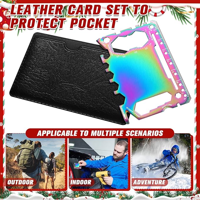 Cholemy 12 Pcs Credit Card Wallet Multitool 46 in 1 Metal Stainless Steel Survival Pocket Tool Multipurpose Bottle Opener Bulk for Men Christmas Stocking Stuffer Gift(Colorful,Classic Style)