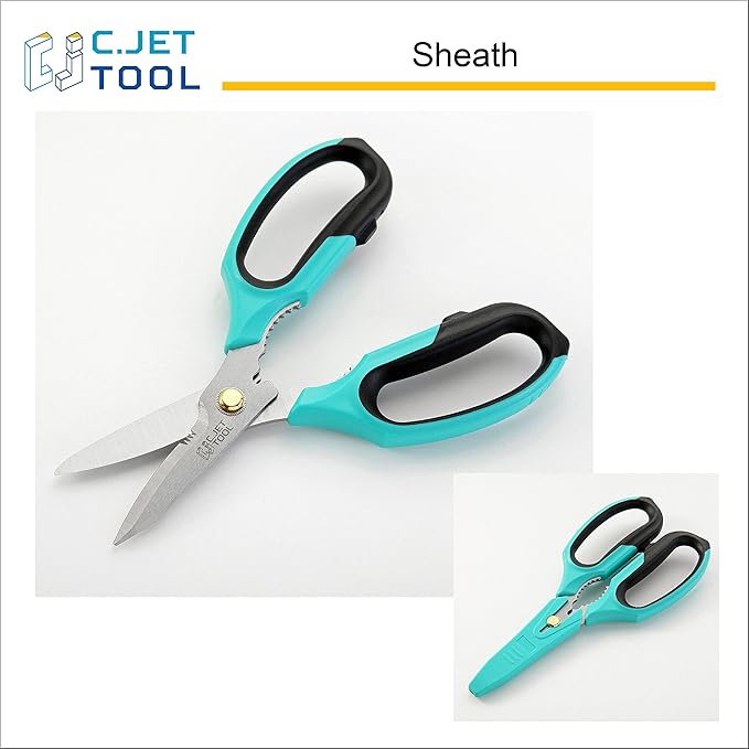8" Heavy Duty Scissors, Utility Scissors All Purpose for Cardboard, Plastic, Carpet, Rope, Leather. Sharp Stainless Steel Blades, Non?멣lip Handle, Kitchen Shears for Food, Meat & Poultry