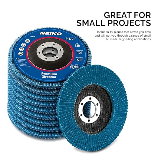 NEIKO 11145A 10 Pack Zirconia Flap Discs 4-1/2 for Angle Grinder, 120 Grit Flapper Wheel, Angled T29 Grinding Wheel 4.5 Inch Flap Disc, 7/8" Arbor Grinding Disc, Flap Wheel for Wood & Metal Sanding