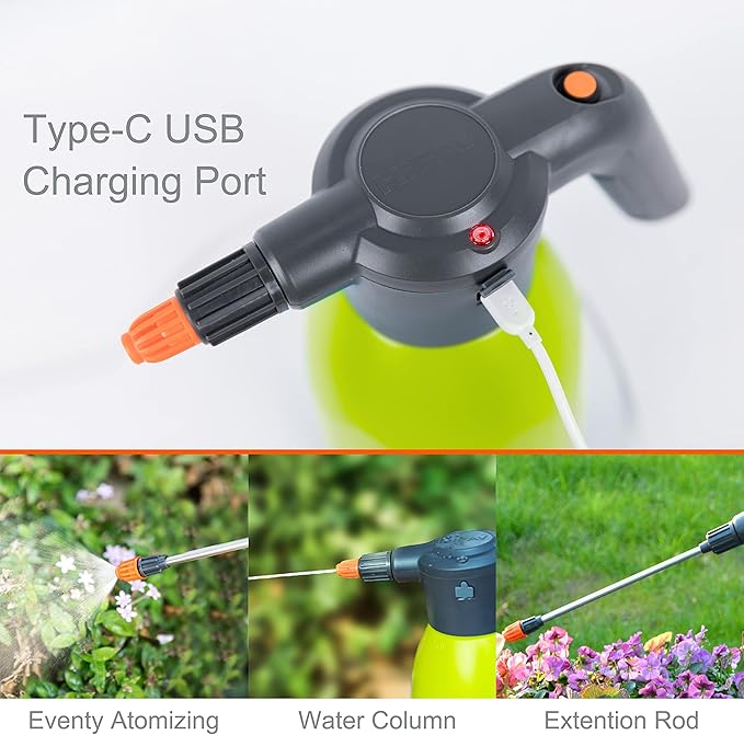 ES2-PRO Electric Spray Bottle 2L/0.5Gallon, Rechargeable Battery Powered Sprayer Spray 60 Bottles On a Single Charge, Automatic Plant Mister竊똏ump Sprayer,Indoor Watering Can for Plants