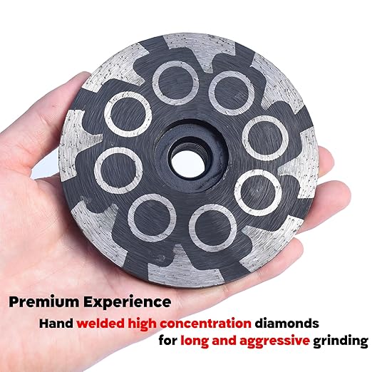 4 in.x 5/8-11 in. Chip Free Resin Filled Diamond Grinding Cup Wheel for Stone Engineered Countertop Edge Surface Grinding