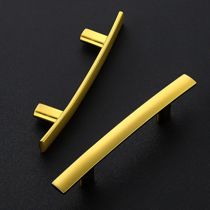 Ravinte 5-3/16 Inch Curved Cabinet Pulls Gold Kitchen Arch Cupboard Handles Zinc Alloy Cabinet Pulls 5-3/16" Length,3" Hole Center | 30 Pack