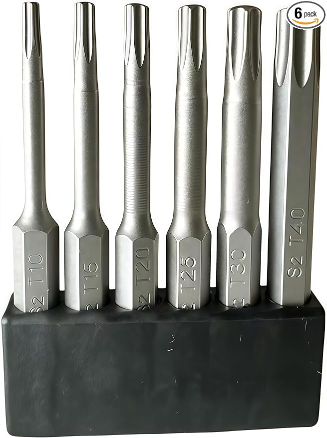 6-pack,torx screwdriver set,tamper proof torx bit set,security 1.96 inches long,S2 alloy steelmaterial, para,star bits (T10/T15/T20/T25/T30/T40)