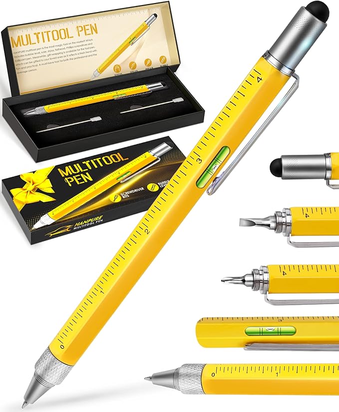 Stocking Stuffers for Men, Gifts for Him, Multitool Pen Christmas Birthday Present, Ideas for Guys Husband Who Have Everything, Tools Cool Gadgets Birthday, White Elephant for Adults Women Dad Grandpa