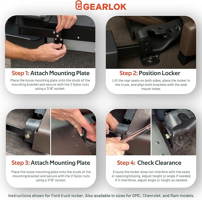 GearLok UnderSeat Truck Locker ??Secure Under Seat Storage for Chevy/GMC Crew Cab Trucks ??Lockable Truck Organizers and Storage for Tools, Ammo and Equipment (Fits 40"x13"x4" Interior)