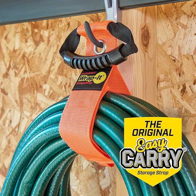 Easy-Carry Wrap-It Storage Straps - 22??(2-Pack) Blaze Orange with Grommet - Extension Cord Storage Holders and Carrying Straps for Garden Hose Storage