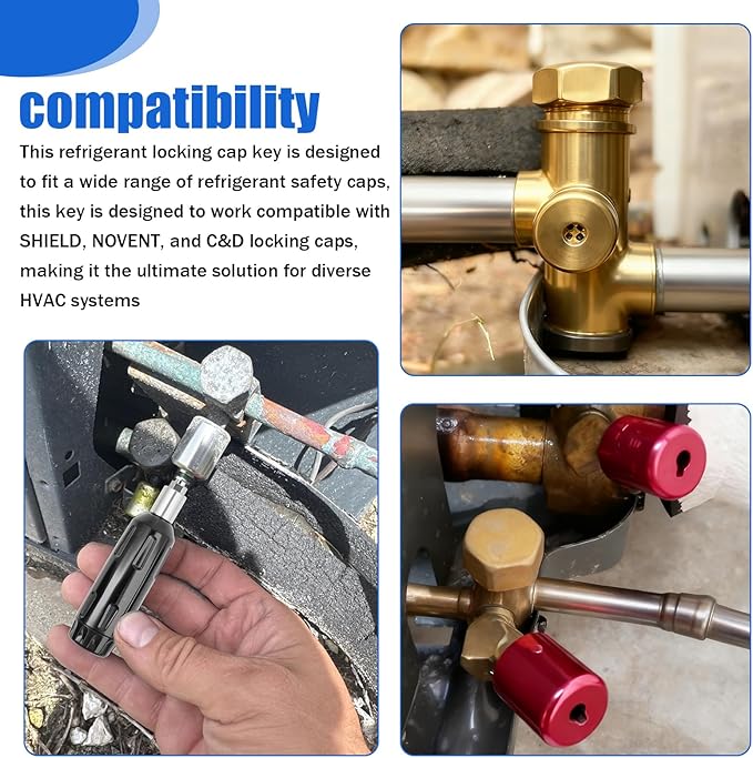 Shield Locking Caps Multi Key Tool, Universal Locking Cap Key for Refrigerant Safety Caps, for J/B Sheild, SHIELD, C&D, NOVENT Locking Caps
