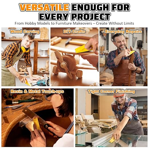 54PCS Premium Micro Sander, Detail & Mini Sander Block ??Precision Small Hand Sanding Tool, 80??00 Grit Sandpaper Kit, 3-in-1 Set for Wood, Crafts, Furniture, Tight Spaces & DIY Projects