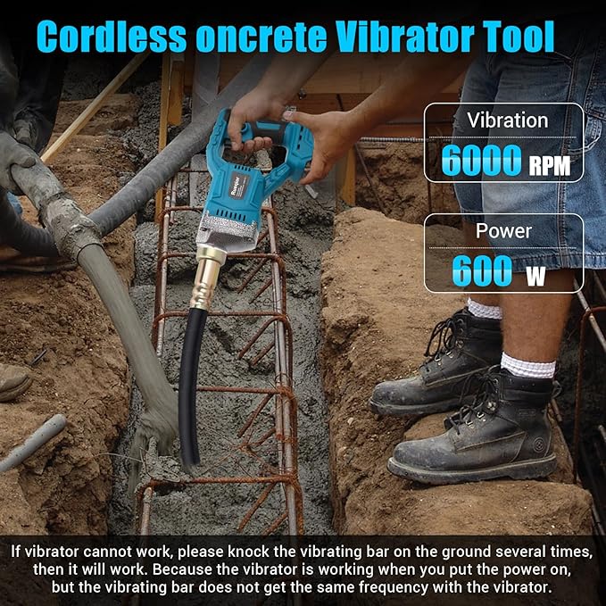Handheld Concrete Vibrating Tool Compatible with Makita 18V Battery, 600W Cordless Concrete vibrator with 3.8FT Shaft Rod 5,500VPM Portable Pencil Cement Vibrarator Remove Air Bubble(No Battery)