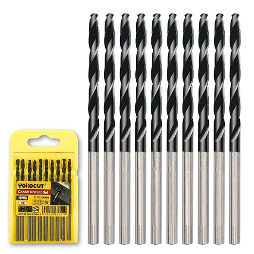 1/16 Inch Cobalt Drill Bit 10PCS | High Speed Steel | Drill Bit for Stainless Steel and Hardened Metal | HSS M35 Titanium Aluminum Nitride Coating