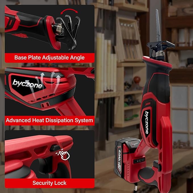 Cordless Reciprocating Saw for Milwaukee 18V Battery (without battery), 3000RPM Variable Speed Sawzall with 4pcs Zallsaw Blade, Pivoting Shoe, Keyless Blade Clamp Recipro Saw for Wood, Metal, PVC Pipe