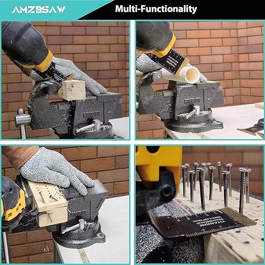 50 PCS Titanium Oscillating Saw Blades Metal Cutting, 4 Types Multitool Blades for Hard Material Soft Metal Nails and Wood Plastic, Multi Tool Blades Kits Fit Dewalt Ryobi Milwaukee Bosch