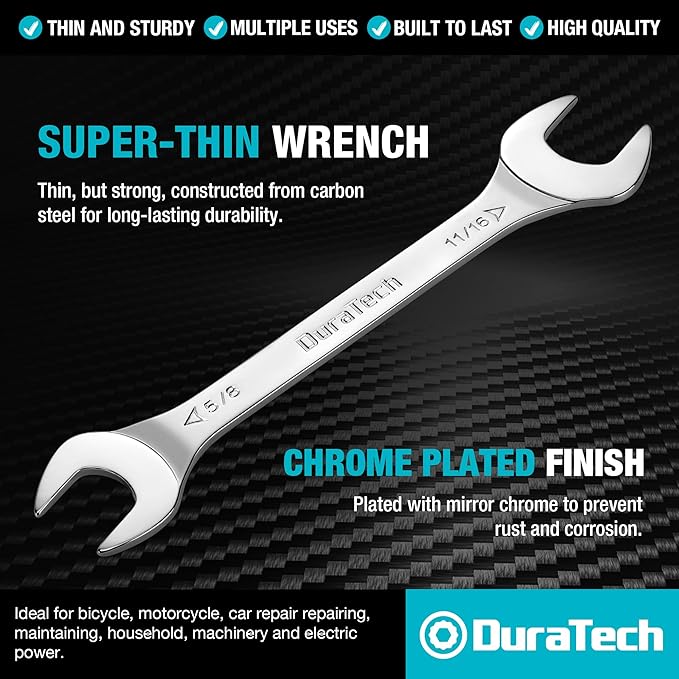 DURATECH 5/8 Inch x 11/16 Inch Super-Thin Open End Wrench, SAE