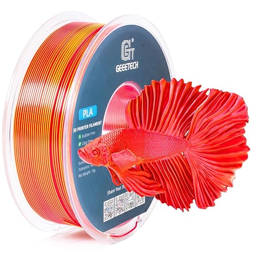 Geeetech Silk PLA Filament 1.75mm Silk Dual Color Filament, Coextrusion Dichromatic Metal-Like Shiny Consumable 1kg (2.2lbs) 1 Spool, Dimensional Accuracy +/- 0.02 mm, Gold Red