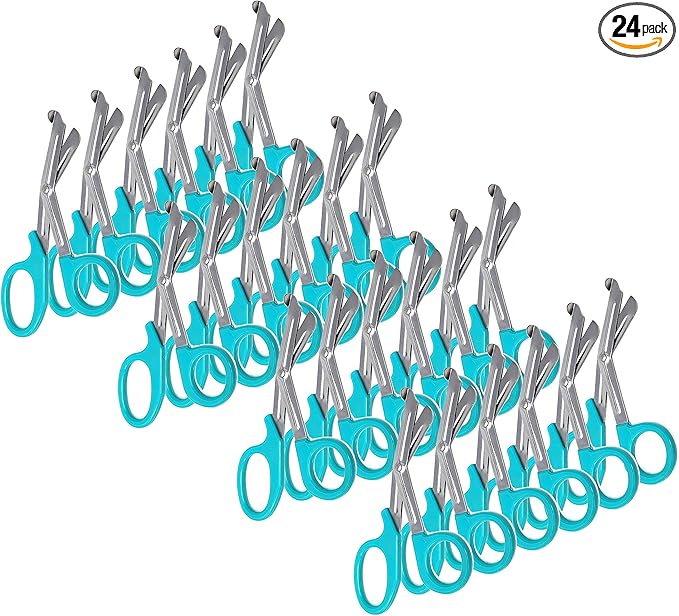 Set of 24 Trauma Paramedic EMT Shears Scissors 7.25"- Made of Premium Quality Stainless Steel - Ideal Gift for EMT, Nurses doctors Firefighter and more (Teal)