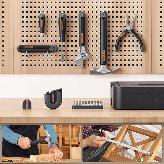 Teslong Basic Tool Kit for Home & Apartment, Compact Lightweight Tool Set for Beginners & Renters, Essential Tools for Quick Repairs with Screwdriver, Wrench & Hammer