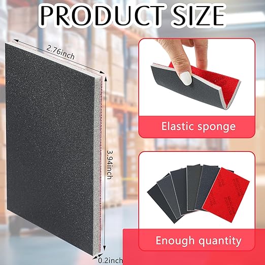 60 Pcs 320-2500 Grit Sanding Sponge, Ultra Fine Sanding Sponges Pads, Soft Foam Shine Block Wet Dry Polish Pads, Ultra Fine Grit Sandpaper for Model Drywall Metal Wood Furniture Polishing