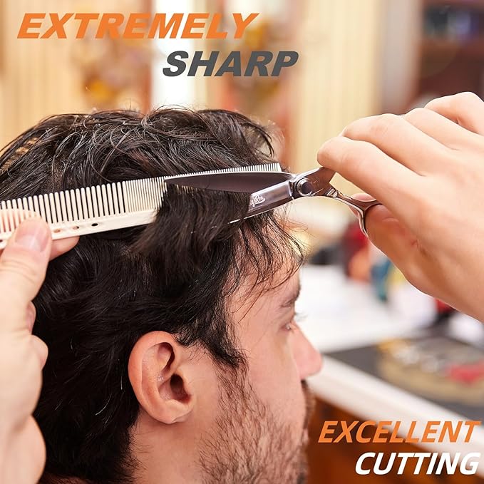 High-end Professional Extremely Very Sharp Barber Hair Cutting Scissors Hairdresser Shears For Hair 6.3 Inch Haircut Scissor Made Of Dynamic Steel Alloy For Hairdressing Salon and Home Use